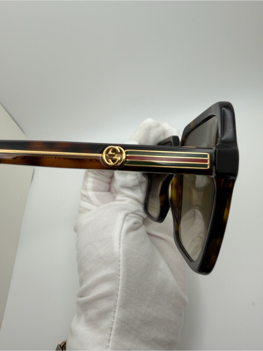 GUCCI GG0375S 002 Square Oversized Tortoise Shell Sunglasses Gradient Brown Lens - Picture 8 of 11